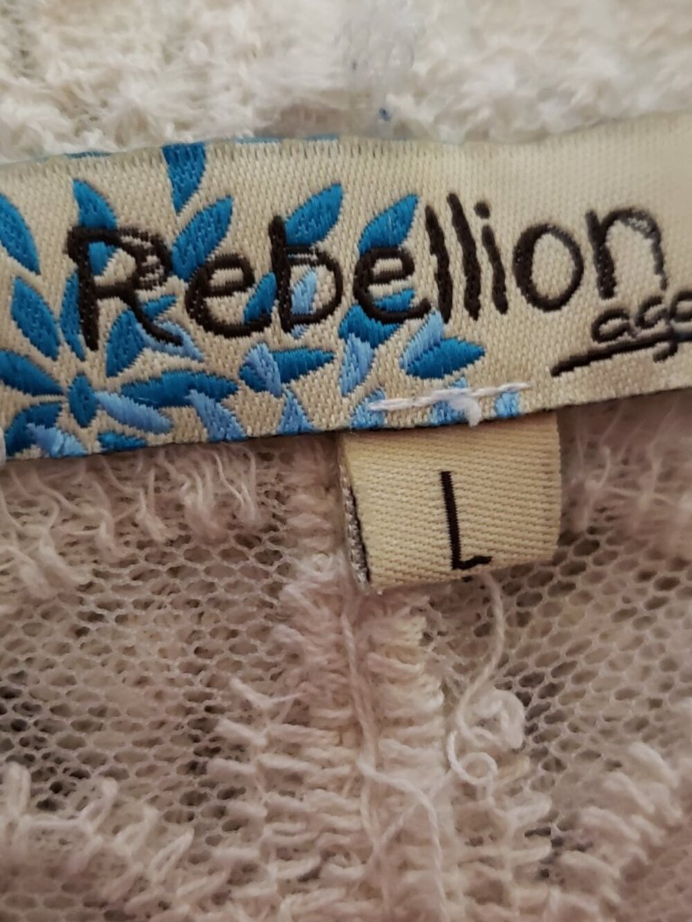 Rebellion Boho Fairy Kimono Coverup Lace Mesh Cream Cottage Romantic Coquette - Picture 6 of 8